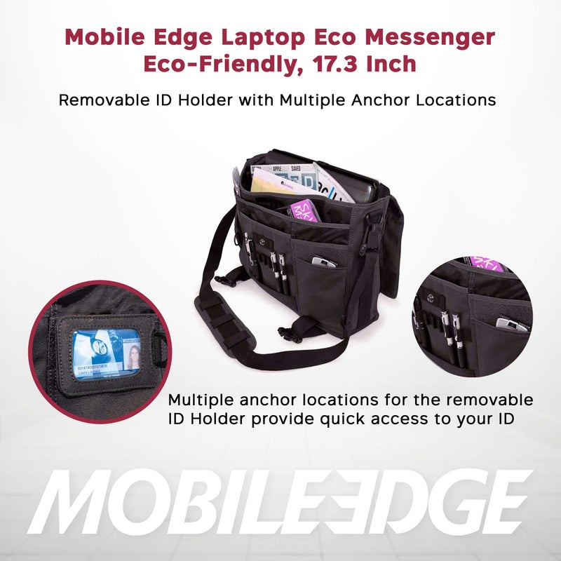 Mobile Edge حقيبة موبايل إيدج إيكو للرجال والنساء، تناسب أجهزة اللابتوب حتى 17.3 بوصة، حقيبة كمبيوتر للسفر والعمل، قماش قطن، جيوب مبطنة، سوداء - Image 3